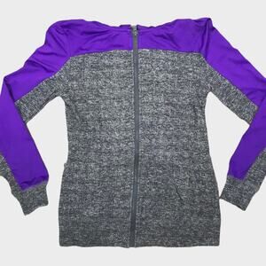 Material Girl Active Full Zip Hooded S Gray Purple Jacket